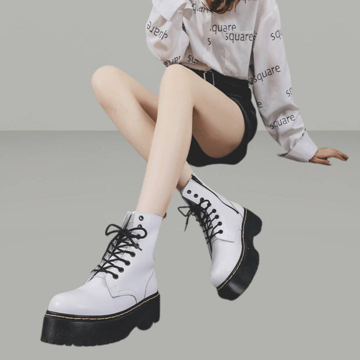 Bottes blanches féminines, style moderne, chaussures confortables pour l'automne et l'hiver.