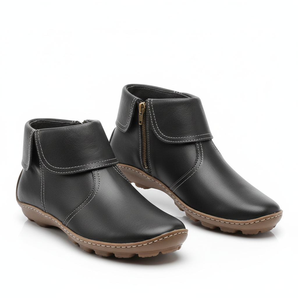 Bottines Leila confortables pour femme, imperméables et antidérapantes. Idéales pour la pluie, l'automne et l'hiver.