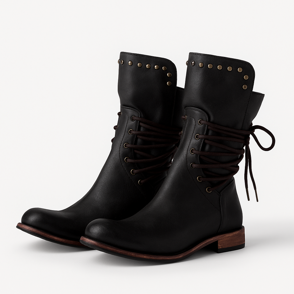 Bottes montantes confortables à lacets pour femmes, idéales automne hiver. Chaussures élégantes et tendance.