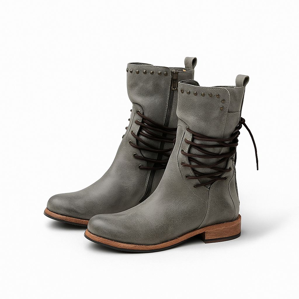 Chaussures femmes montantes élégantes, avec lacets, pour un confort optimal en automne et hiver. Tendance.
