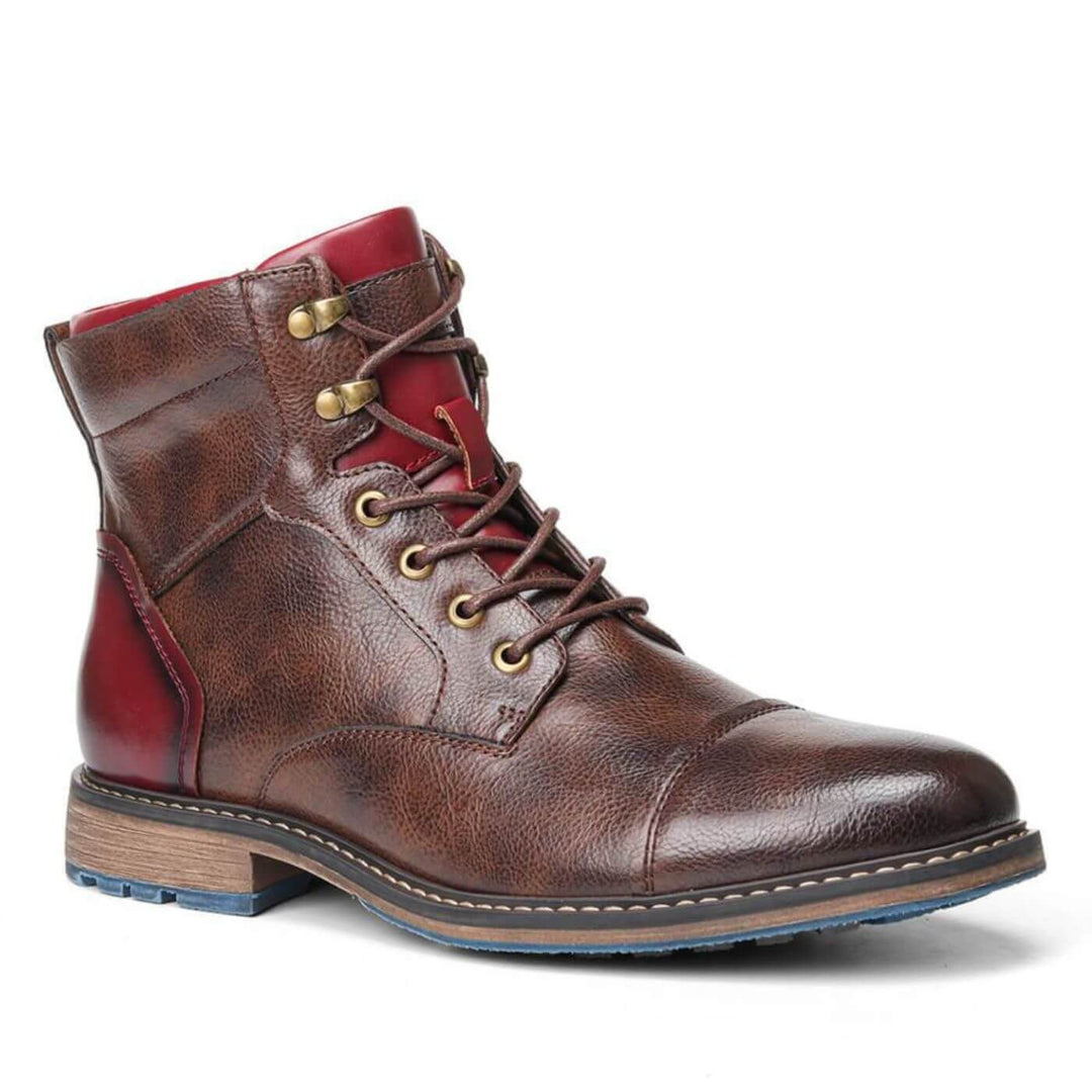 Bottes Oxford homme robustes en cuir, avec lacets, incarnant un style classique intemporel pour une mode élégante.