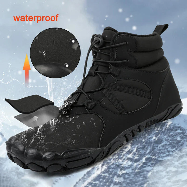 Bottes gris imperméables unisexes, confortables et antidérapantes, parfaites pour l'hiver froid et la neige.