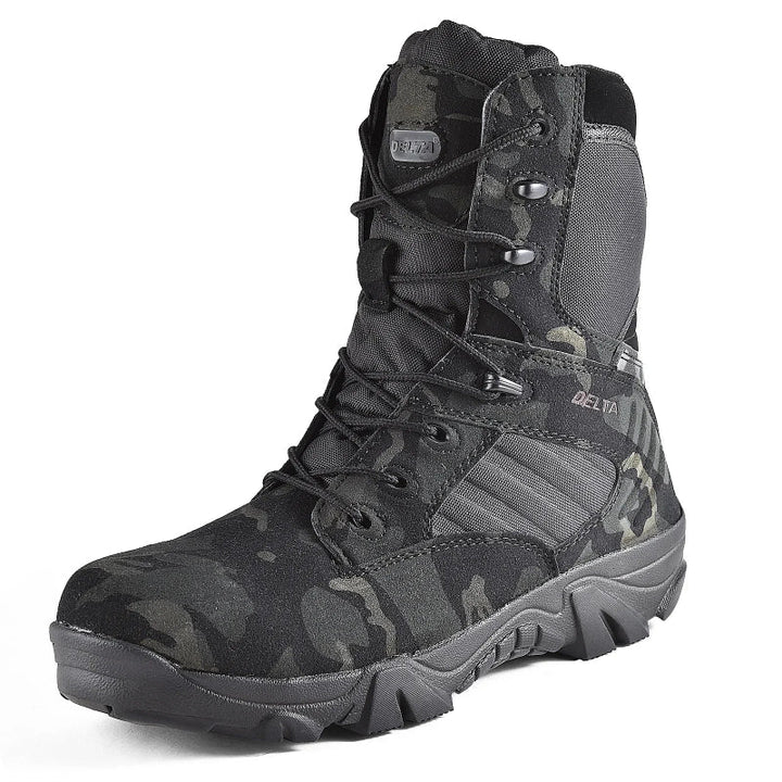 Bottes tactiques robustes pour hommes, idéales randonnée et activités outdoor.