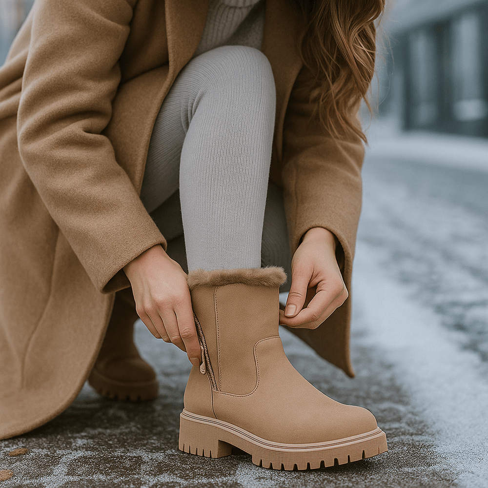 Chaussures d'hiver minimalistes pour femme, bottes chaudes et mode, parfaites pour l'automne-hiver.