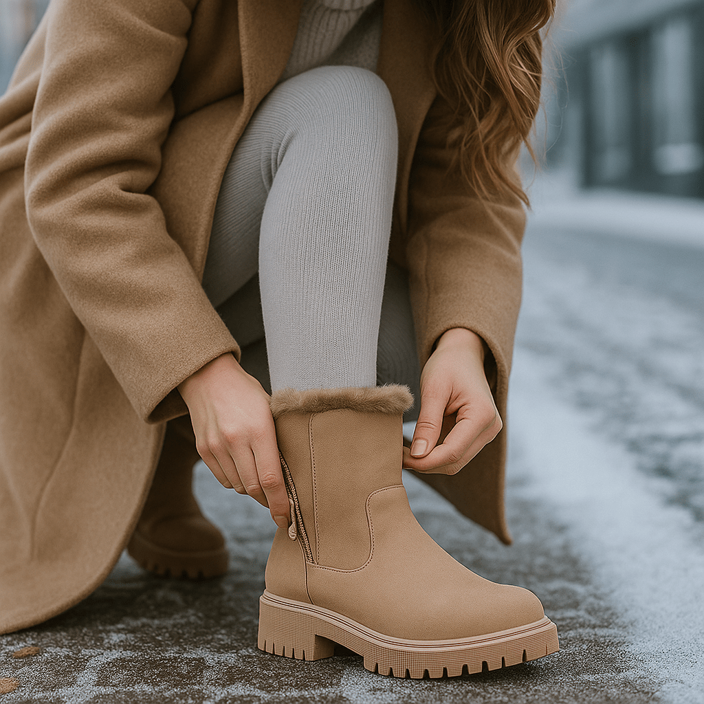 Chaussures d'hiver minimalistes pour femme, bottes chaudes et mode, parfaites pour l'automne-hiver.