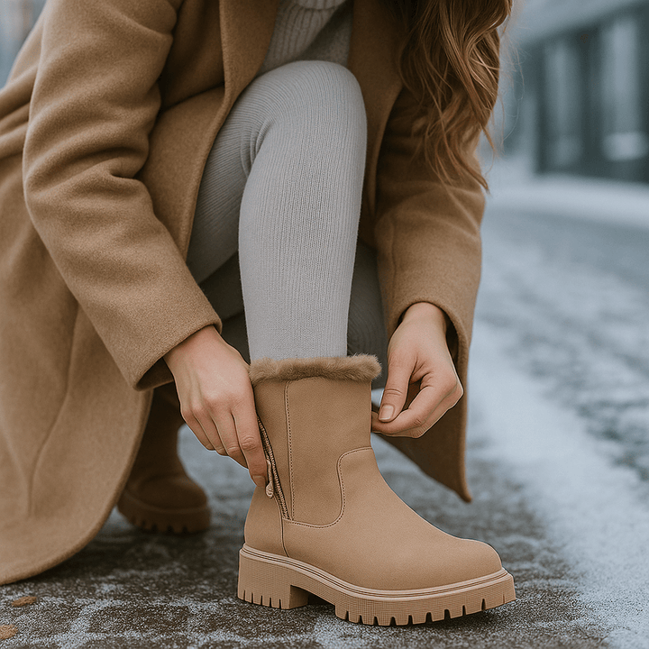 Chaussures d'hiver minimalistes pour femme, bottes chaudes et mode, parfaites pour l'automne-hiver.
