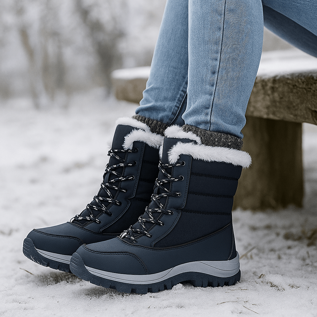 Semelle robuste des bottes Liorne thermiques pour femmes, offrant adhérence et stabilité en hiver.