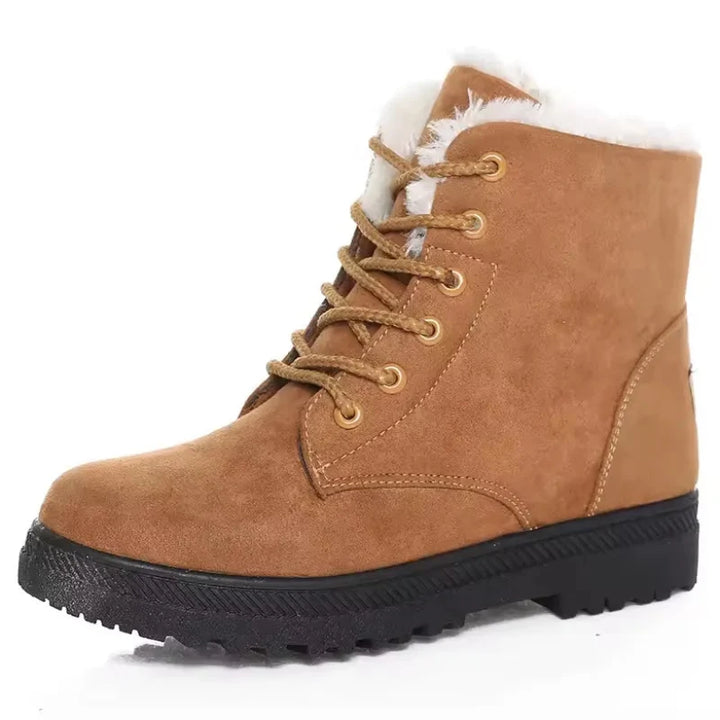 Bottines chaudes et imperméables en daim pour femmes, avec doublure fourrure, parfaites pour l'hiver.