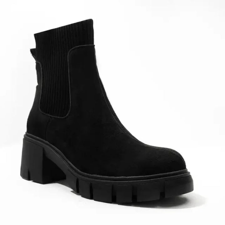 Bottines Chelsea en daim pour femme, avec élastique latéral, chic et confortables pour le quotidien.