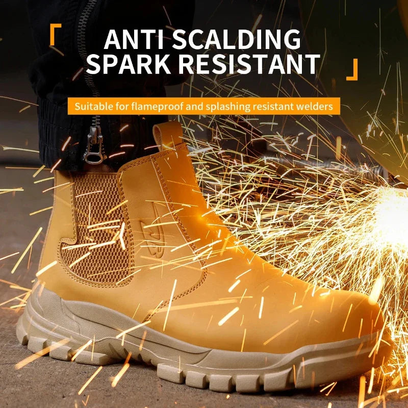 Chaussures de sécurité Chelsea avec embout acier, antiperforation et semelle antidérapante. Protection optimale.