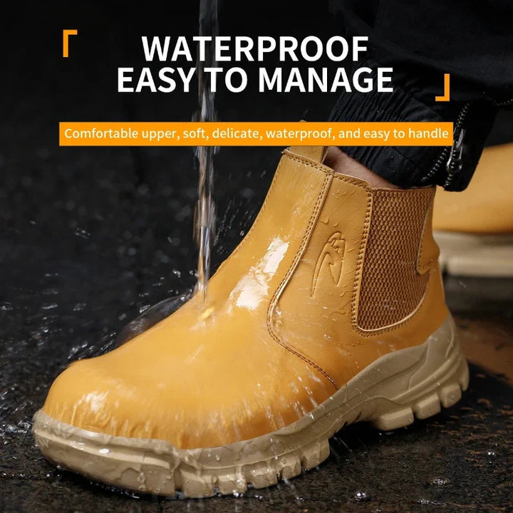 Bottines de travail Chelsea imperméables pour hommes et femmes. Robustes, confortables, parfaites pour chantier.