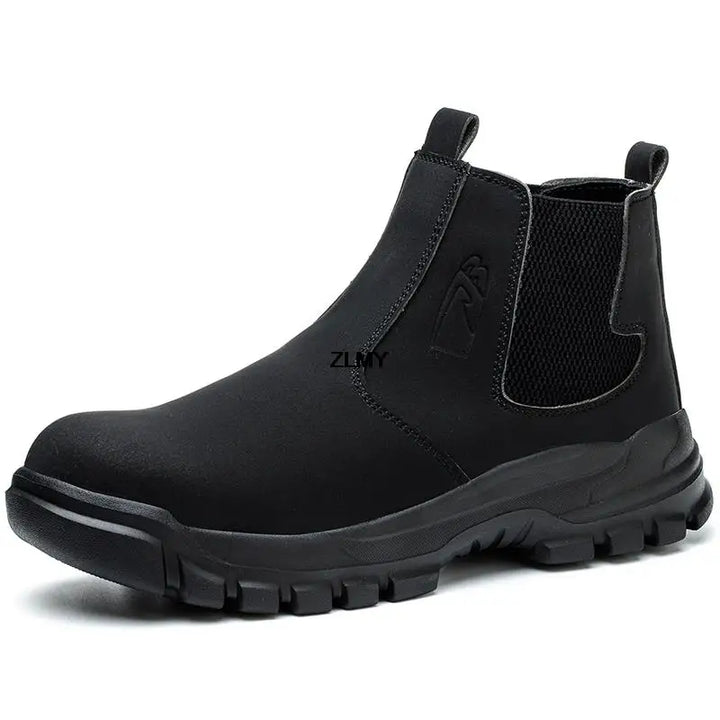 Bottines Chelsea de sécurité noires, embout acier et antiperforation. Essentielles pour le travail en sécurité.