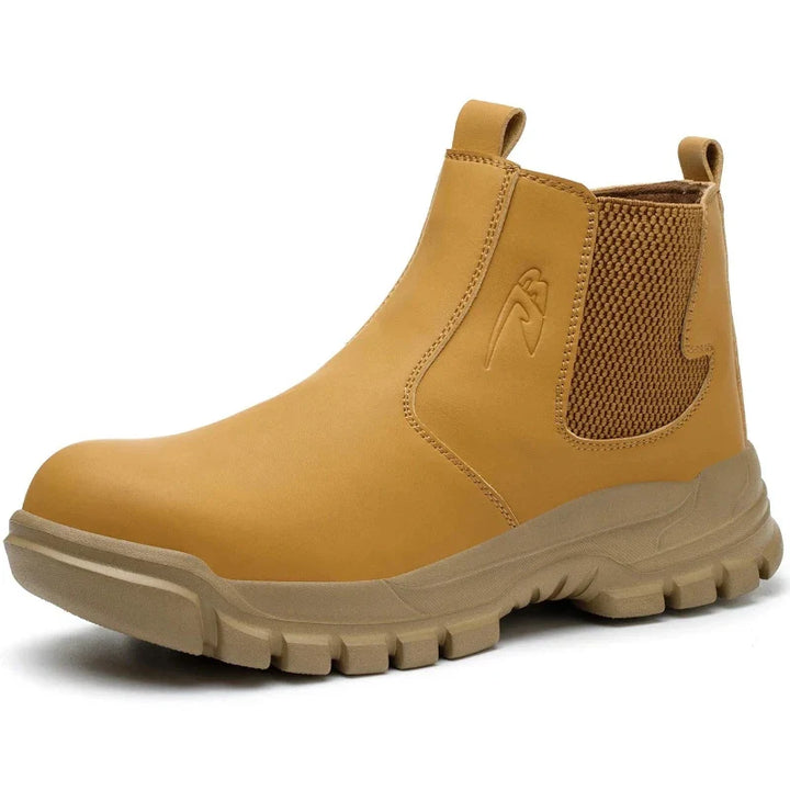 Chaussures Chelsea montantes de travail, imperméables et antidérapantes, conçues pour la protection chantier.