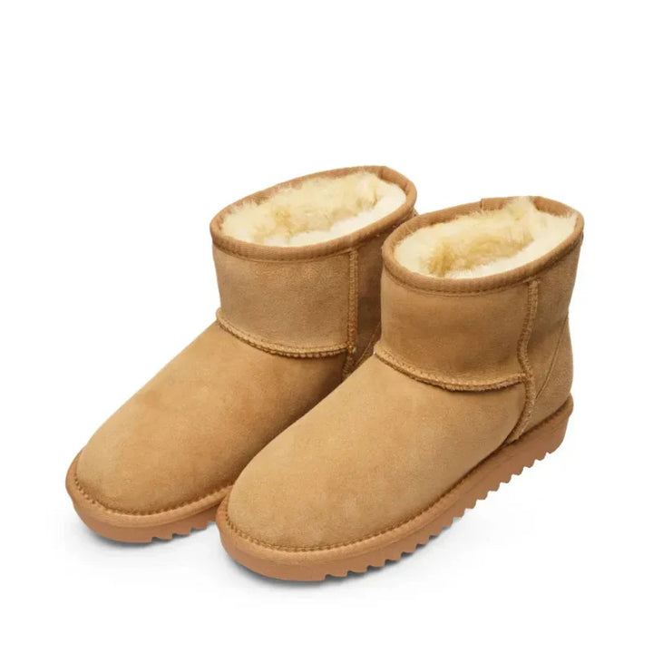 Bottines d'hiver chaudes en daim pour femmes, confortables et doublées fourrure, idéales pour la neige.