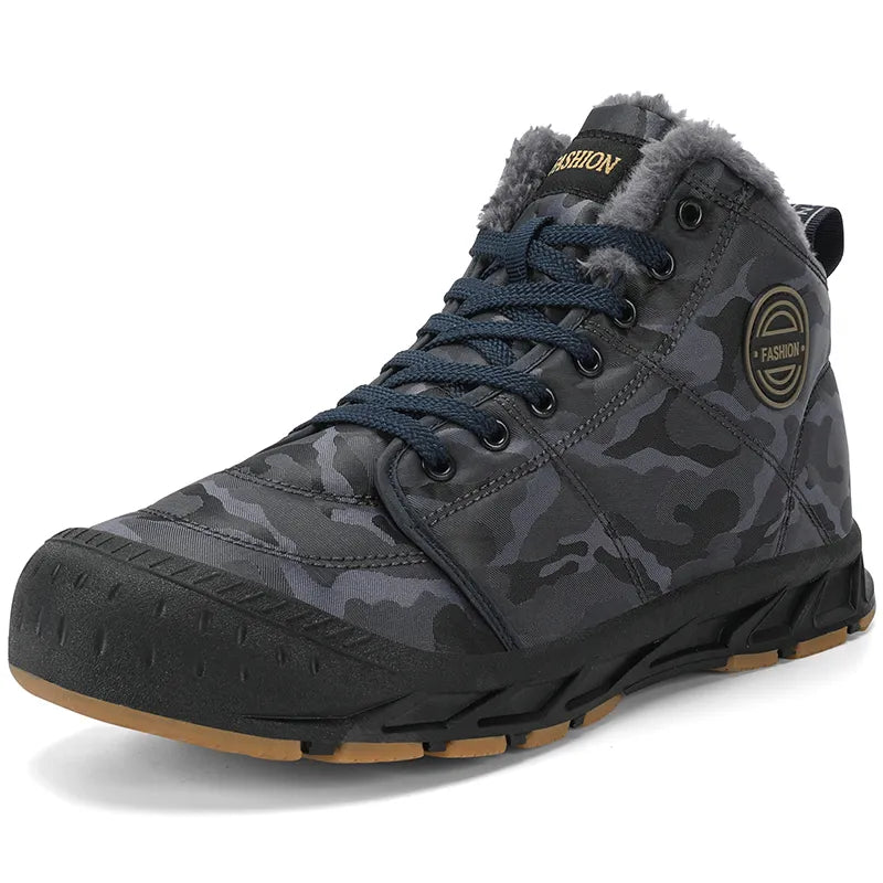 Bottines d'hiver chaudes, imperméables et confortables pour hommes, idéales pour affronter la neige et le froid.