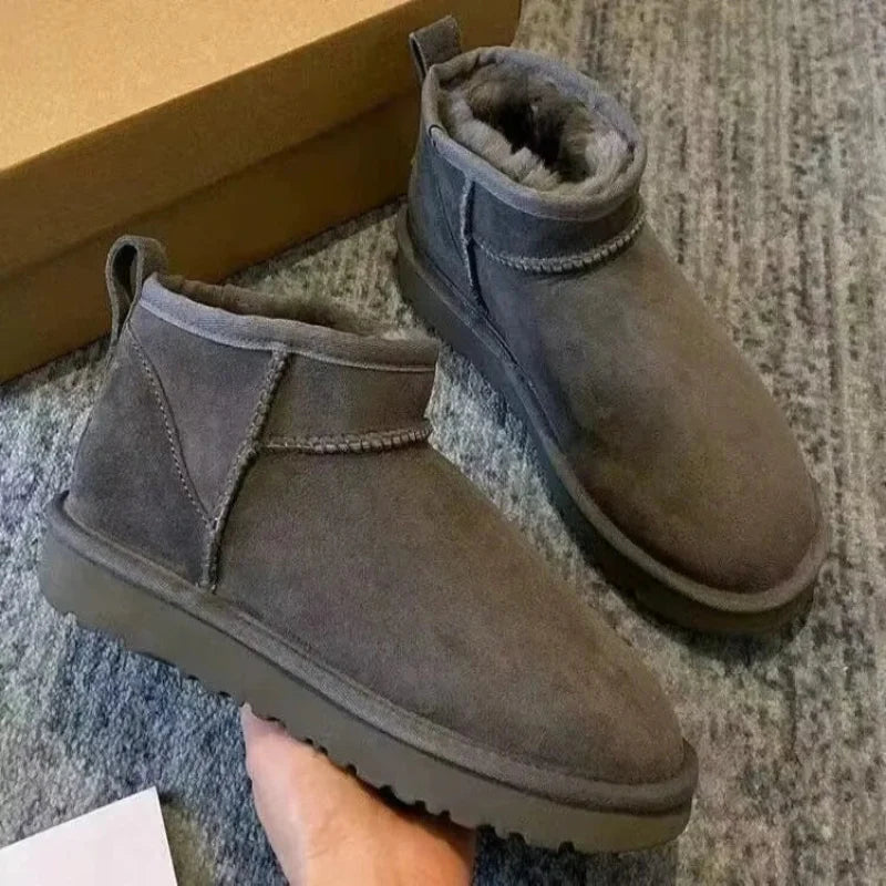 Bottines hiver femme ultra chaudes, doublure fourrée douillette, confortables pour la neige.
