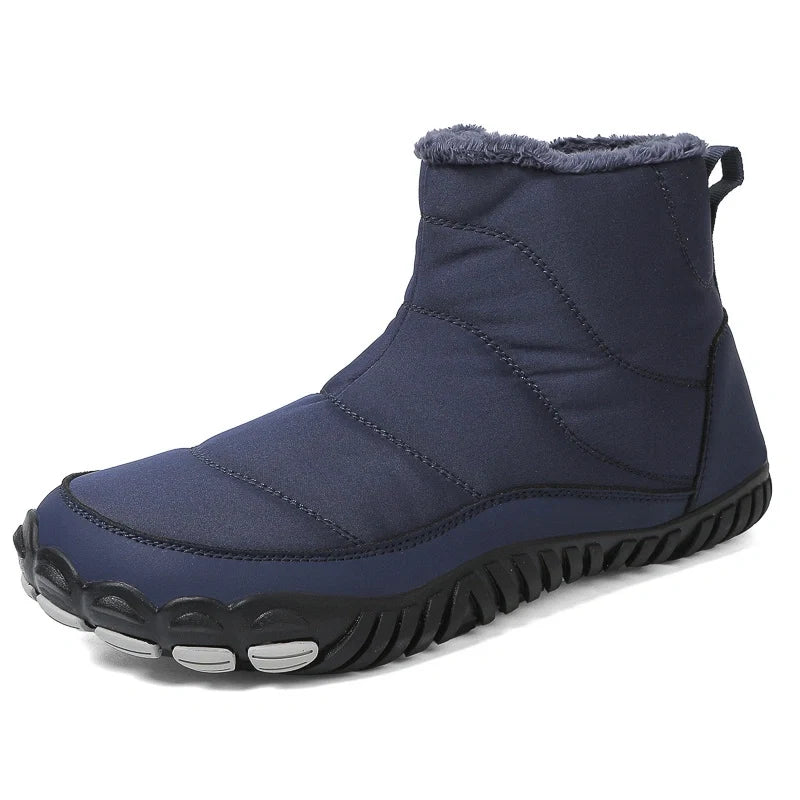 Bottines imperméables fourrées, confort pieds nus, protégeant du froid et de la neige.