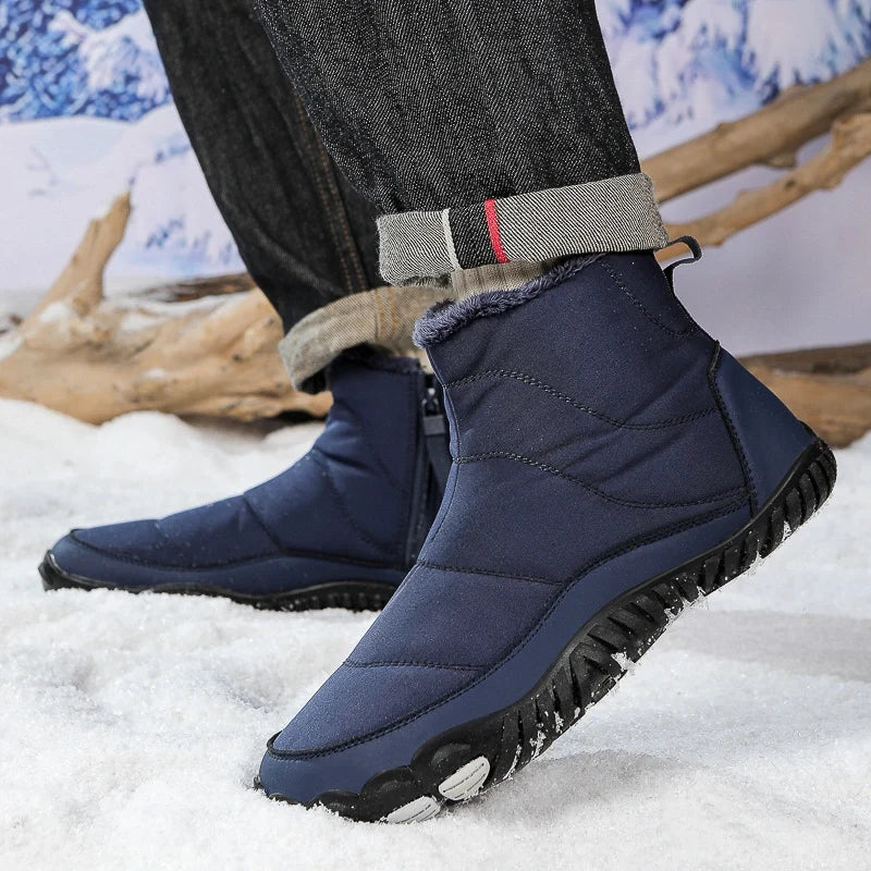 Bottines hivernales unisexes avec doublure fourrure, imperméables, offrant un confort absolu et une bonne adhérence.