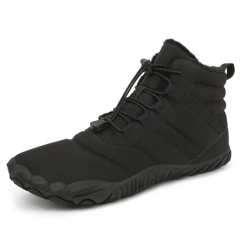 Chaussures d'hiver chaudes et imperméables avec doublure fourrure, confort pieds nus pour la neige profonde.
