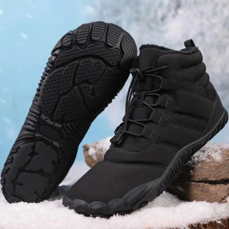 Bottines d'hiver unisexes pour un confort pieds nus ultime, chaudes, imperméables et antidérapantes.