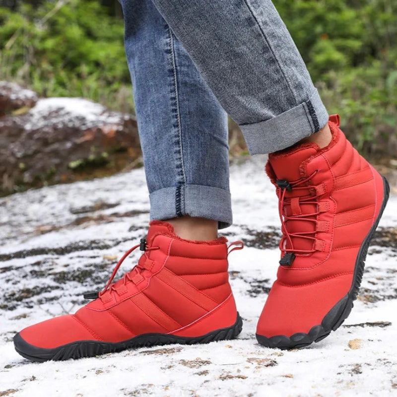 Chaussures d'hiver confortables avec doublure fourrure, sensation pieds nus, idéales pour le froid extrême.