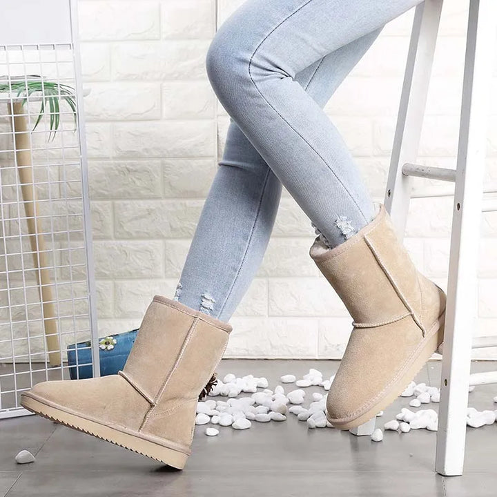 Bottines d'hiver unisexe antidérapantes, confortables et chaudes en daim, parfaites pour la neige.