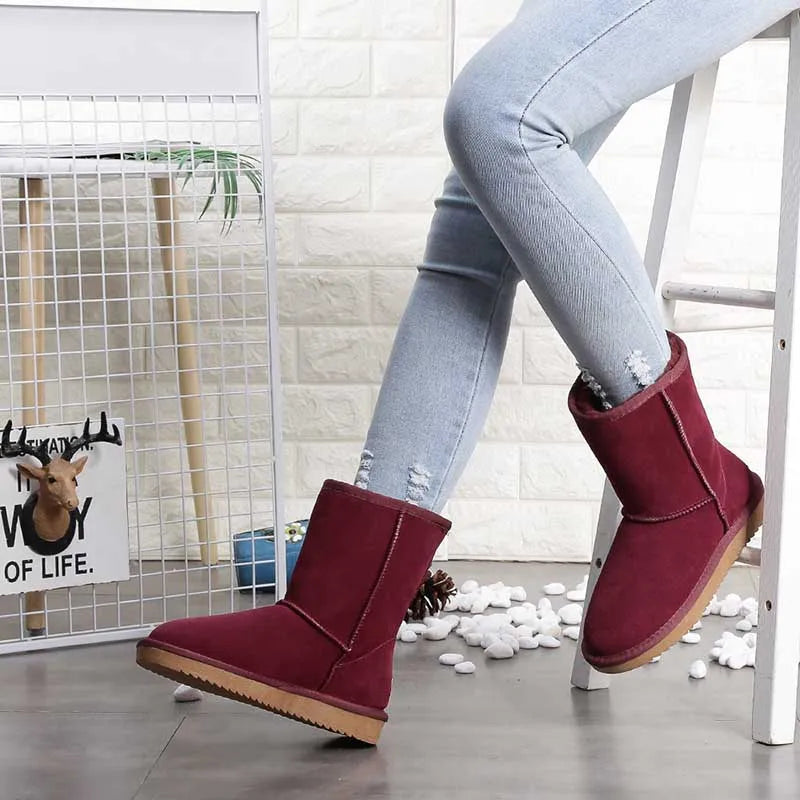 Bottines d'hiver hautes unisexes en daim, avec semelle antidérapante, chaleur et sécurité assurées.