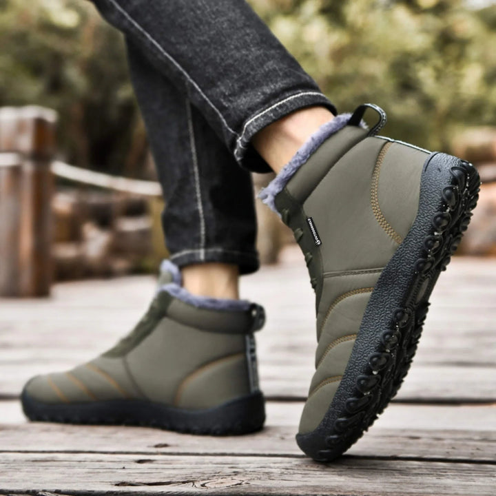 Bottines chaudes unisexe, style pieds nus, imperméables et antidérapantes, parfaites pour le confort d'hiver.