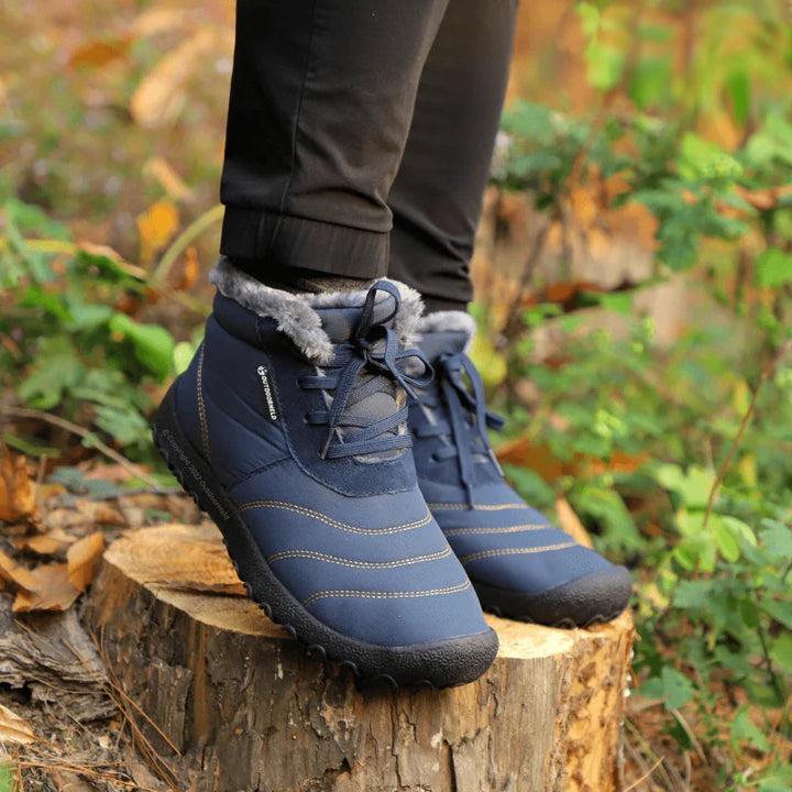 Bottines hiver imperméables polaire, semelle souple antidérapante, idéales pieds nus par temps froid.