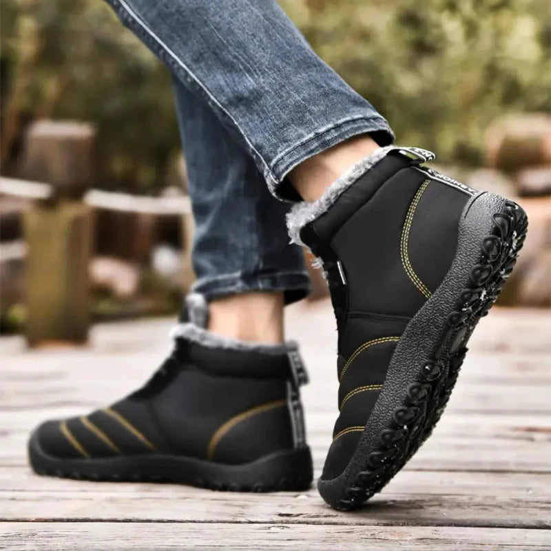 Bottines pieds nus chaudes, conçues pour le confort hivernal, souples et légères, style unisexe.