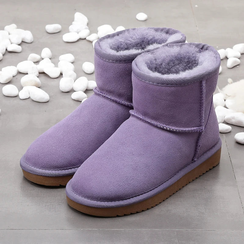 Paire de bottines d'hiver unisexes en daim et fourrure, ultra-chaudes, élégantes et confortables.