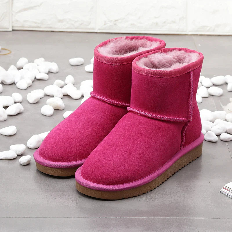 Bottines chaudes en daim fourré pour l'hiver, unisexes, robustes et antidérapantes.