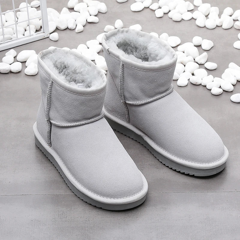 Chaussures bottines unisexes en daim, doublure fourrure, ultra-chaudes, idéales pour l'hiver.
