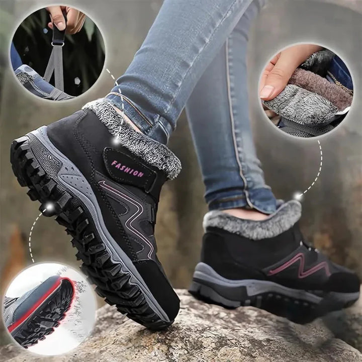 Chaussures hiver imperméables femmes, chaudes et antidérapantes, avec fourrure pour un grand confort.