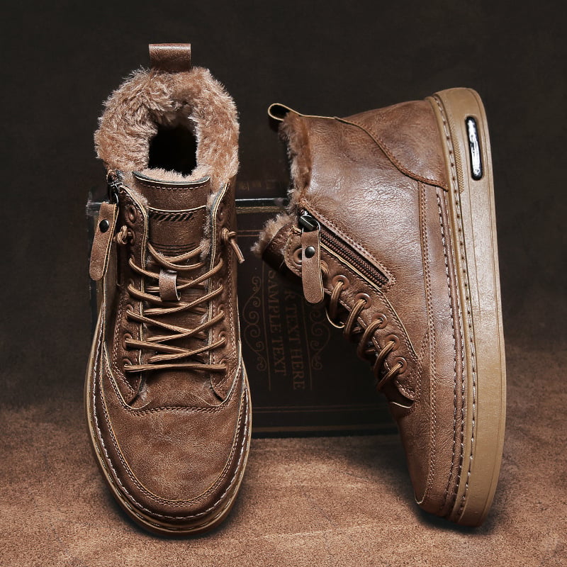 Bottines élégantes pour hommes, parfaites pour l'hiver. Chaudes et confortables, style mode masculine, laçage pratique.