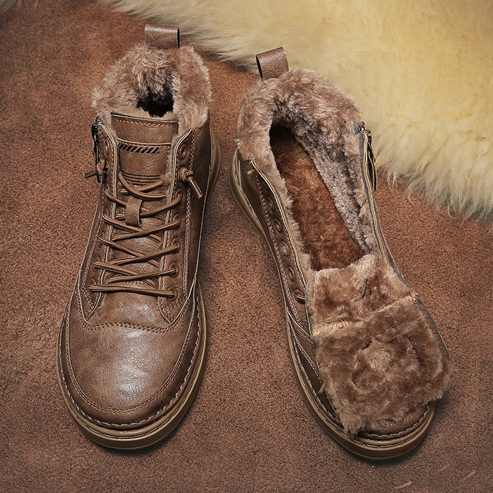 Chaussures d'hiver hommes antidérapantes. Bottines chaudes et confortables avec laçage, idéales automne-hiver.