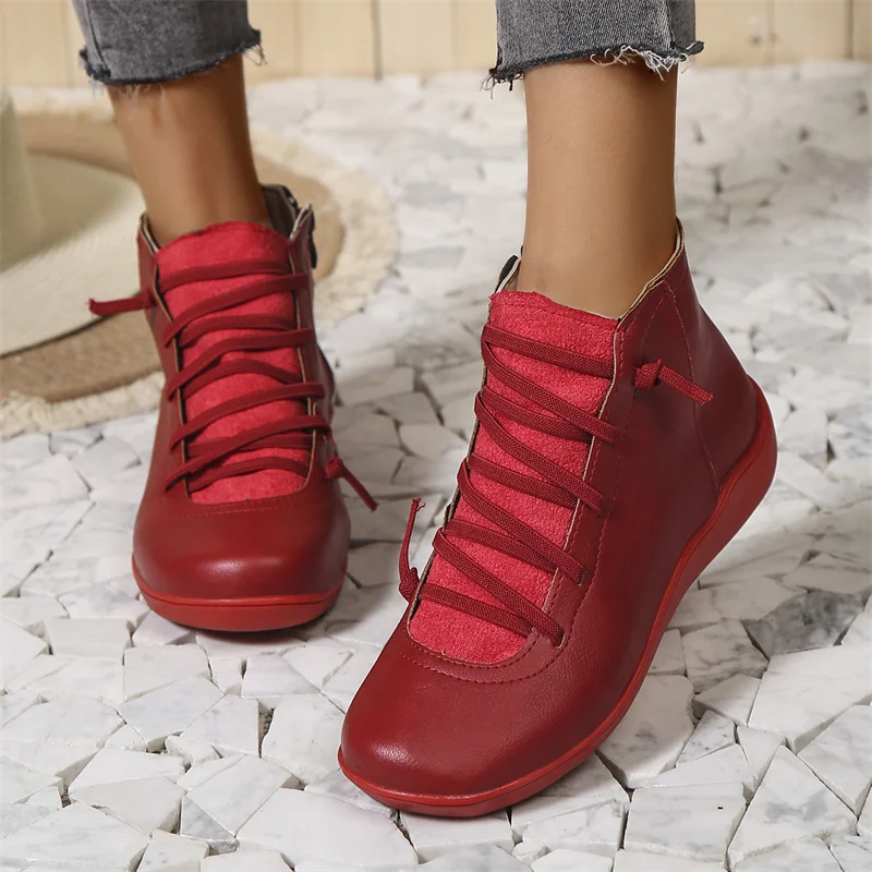 Élégantes bottines lacées imperméables pour femme, au style décontracté et dotées d'un confort supérieur.