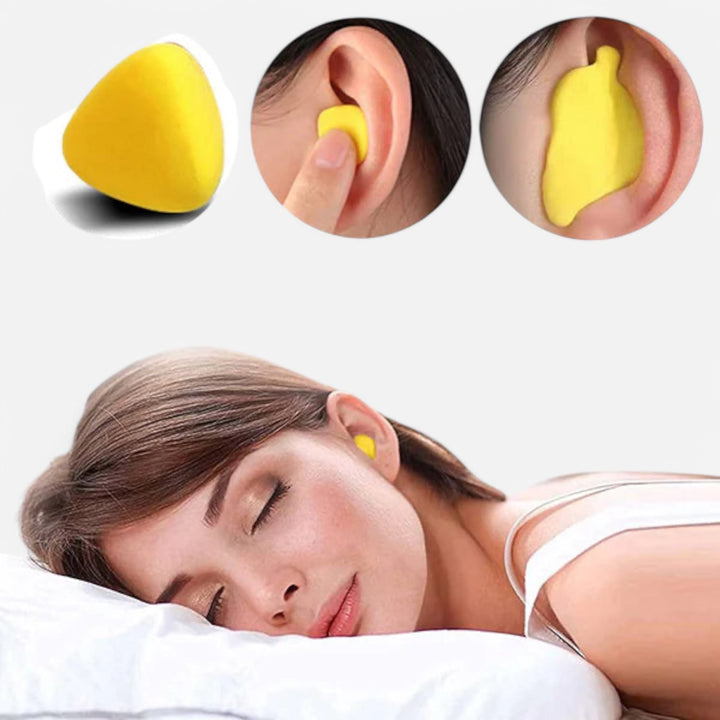 Bouchons oreilles insonorisés, confort optimal.  Réduction bruit, sommeil paisible.