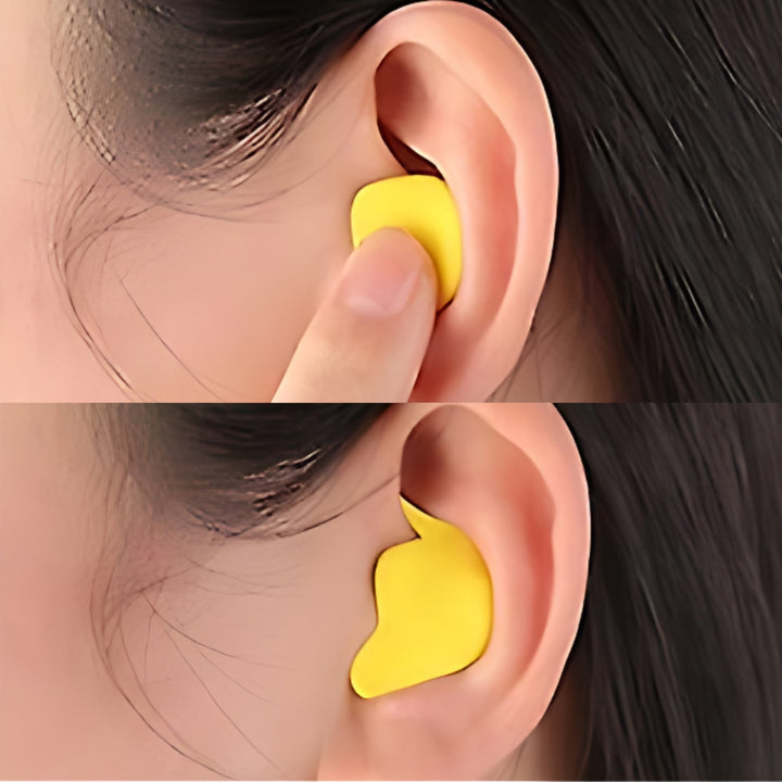 Bouchons oreilles insonorisés, confort optimal.  Réduction bruit, sommeil paisible.