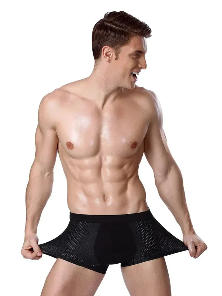 "Boxer homme durable en bambou, écologique et élégant, pour un confort optimal, coloris neutre, ajustement parfait."