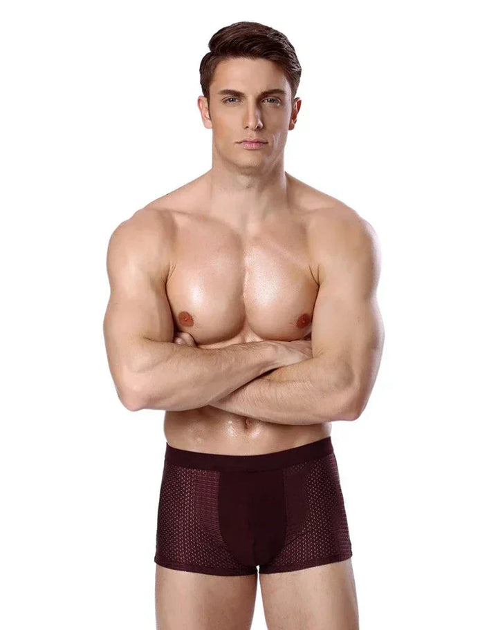 "Boxer homme durable en bambou, écologique et élégant, pour un confort optimal, coloris neutre, ajustement parfait."