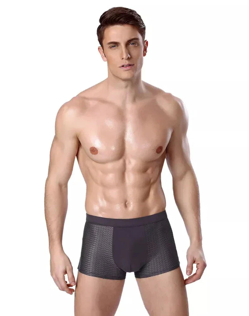 "Boxer homme durable en bambou, écologique et élégant, pour un confort optimal, coloris neutre, ajustement parfait."