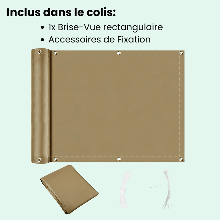 Brise-vue balcon imperméable, protection solaire 95% UV.  Polyester résistant, facile à installer. Intimité et fraîcheur assu