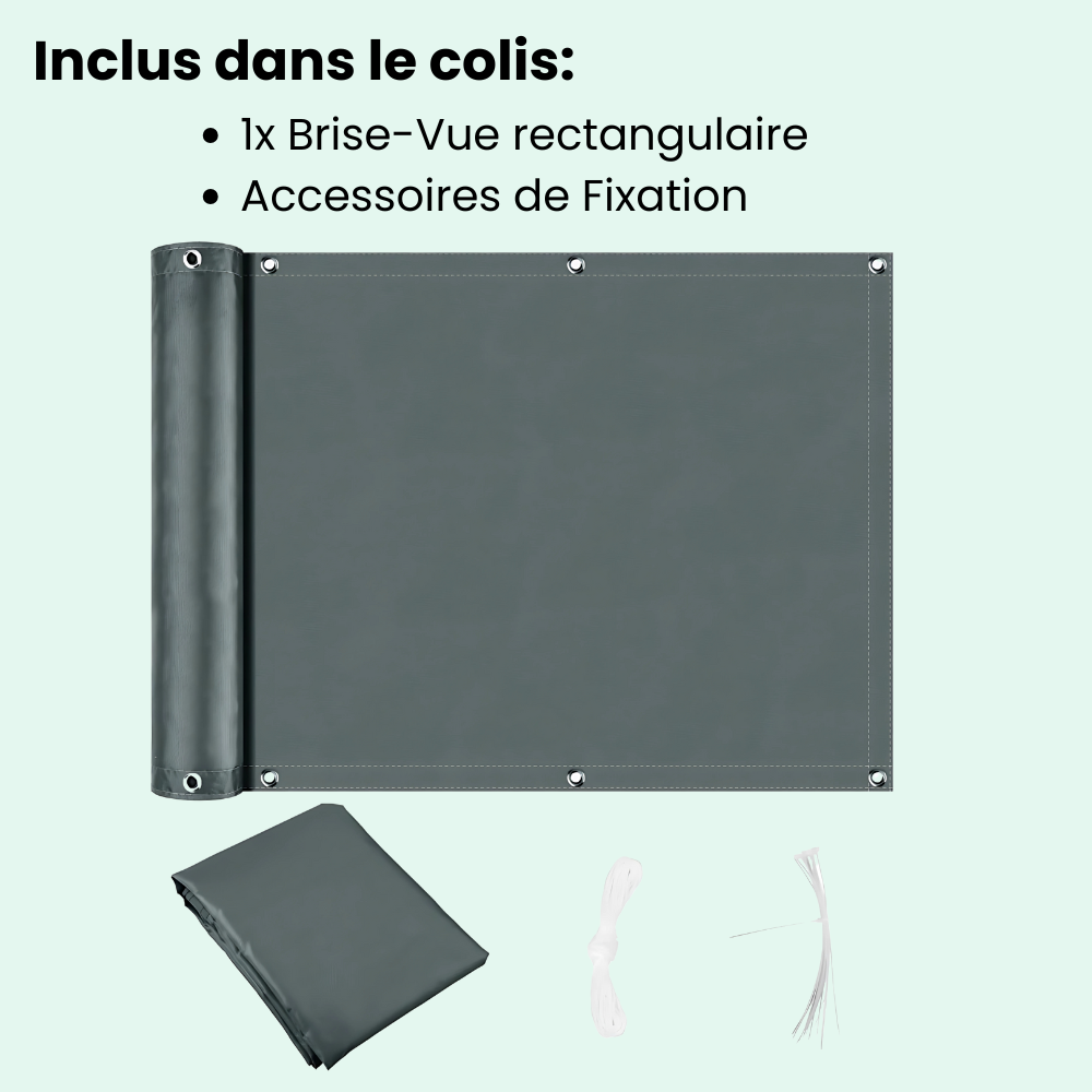 Brise-vue balcon imperméable, protection solaire 95% UV.  Polyester résistant, facile à installer. Intimité et fraîcheur assu