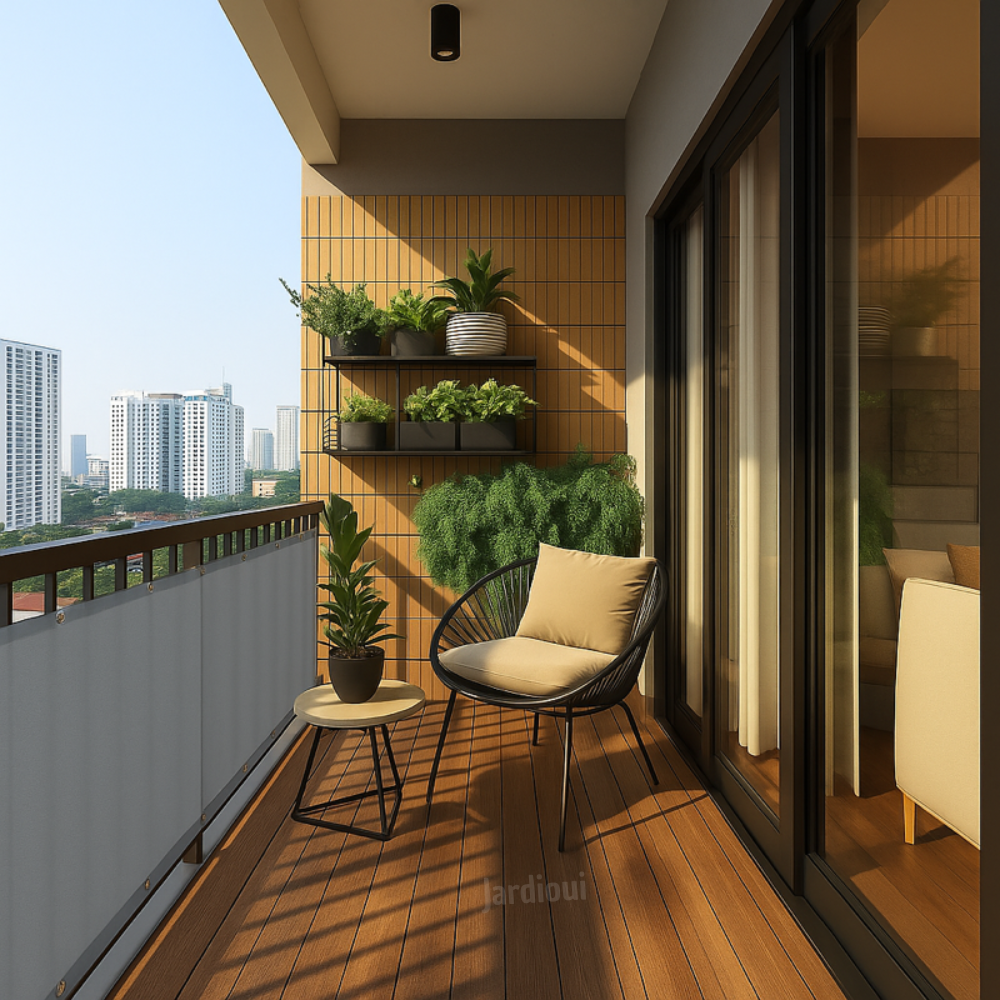 Brise-vue balcon imperméable, protection solaire 95% UV.  Polyester résistant, facile à installer. Intimité et fraîcheur assu