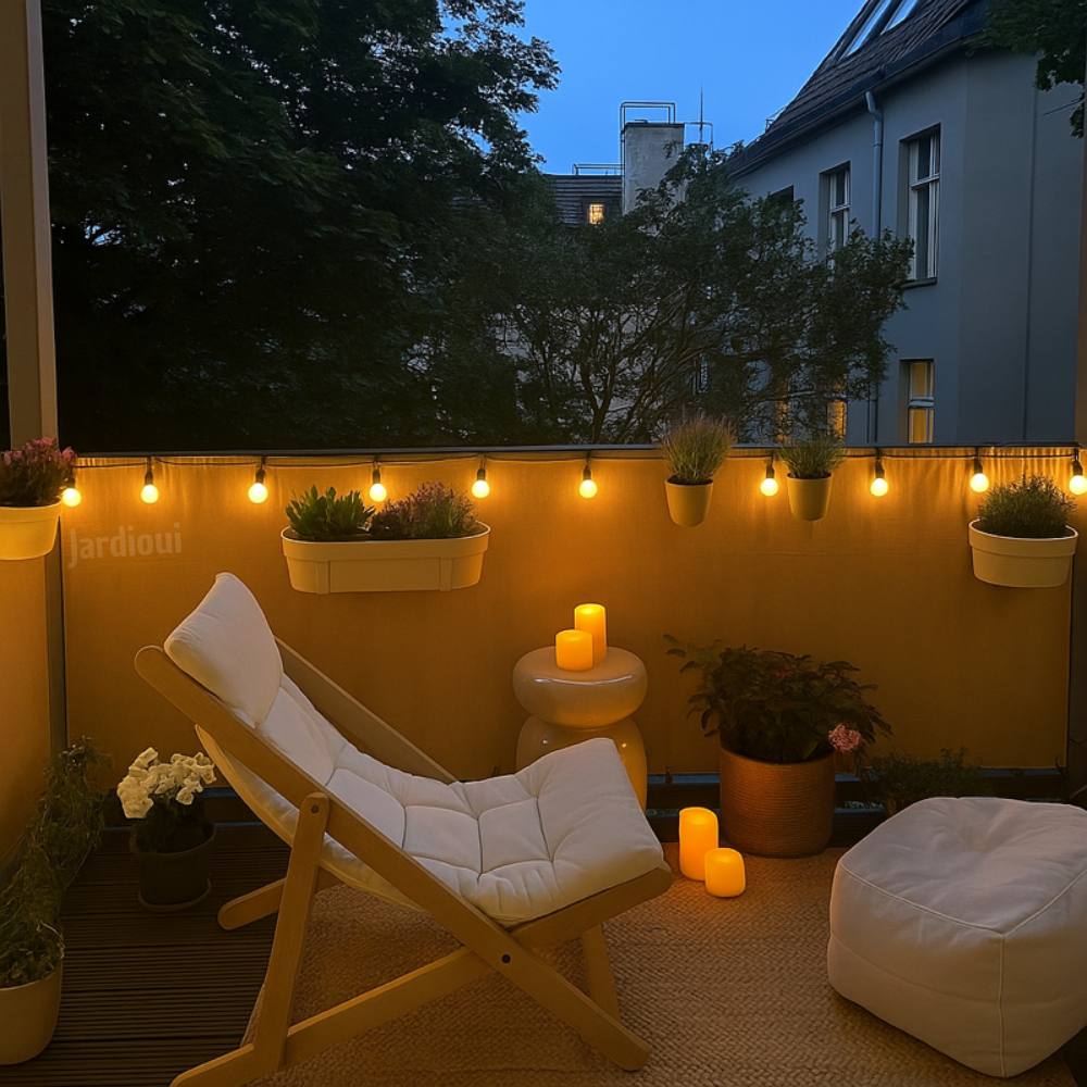 Brise-vue balcon imperméable, protection solaire 95% UV.  Polyester résistant, facile à installer. Intimité et fraîcheur assu