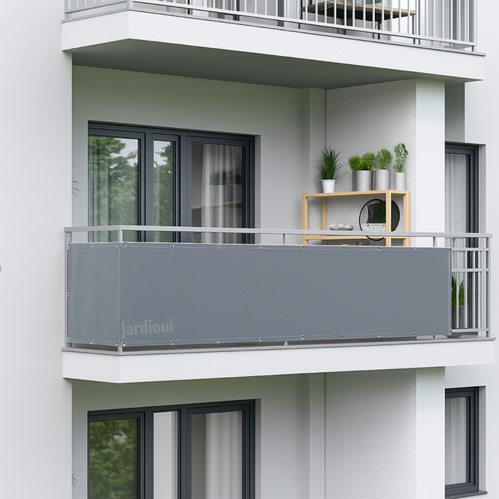 Brise-vue balcon imperméable, protection solaire 95% UV.  Polyester résistant, facile à installer. Intimité et fraîcheur assu
