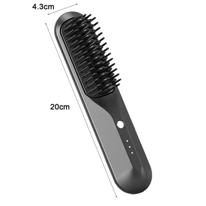 "Brosse à cheveux ionique sans fil, compact, noir et rose, pour boucles parfaites et cheveux lisses et brillants."
