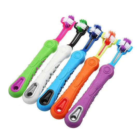 Brosse à dents chien 3 têtes. Soins dentaires optimaux. Nettoyage efficace, haleine fraîche.