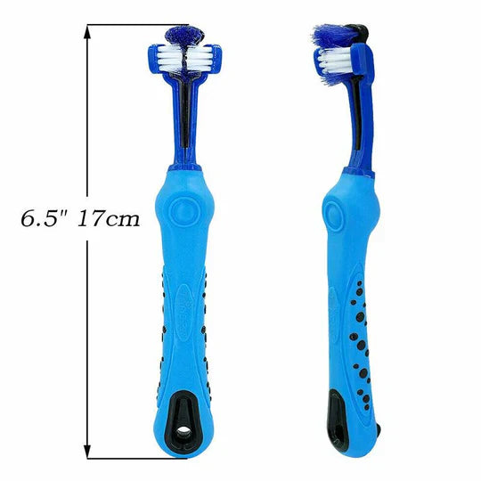 Brosse à dents chien 3 têtes. Soins dentaires optimaux. Nettoyage efficace, haleine fraîche.